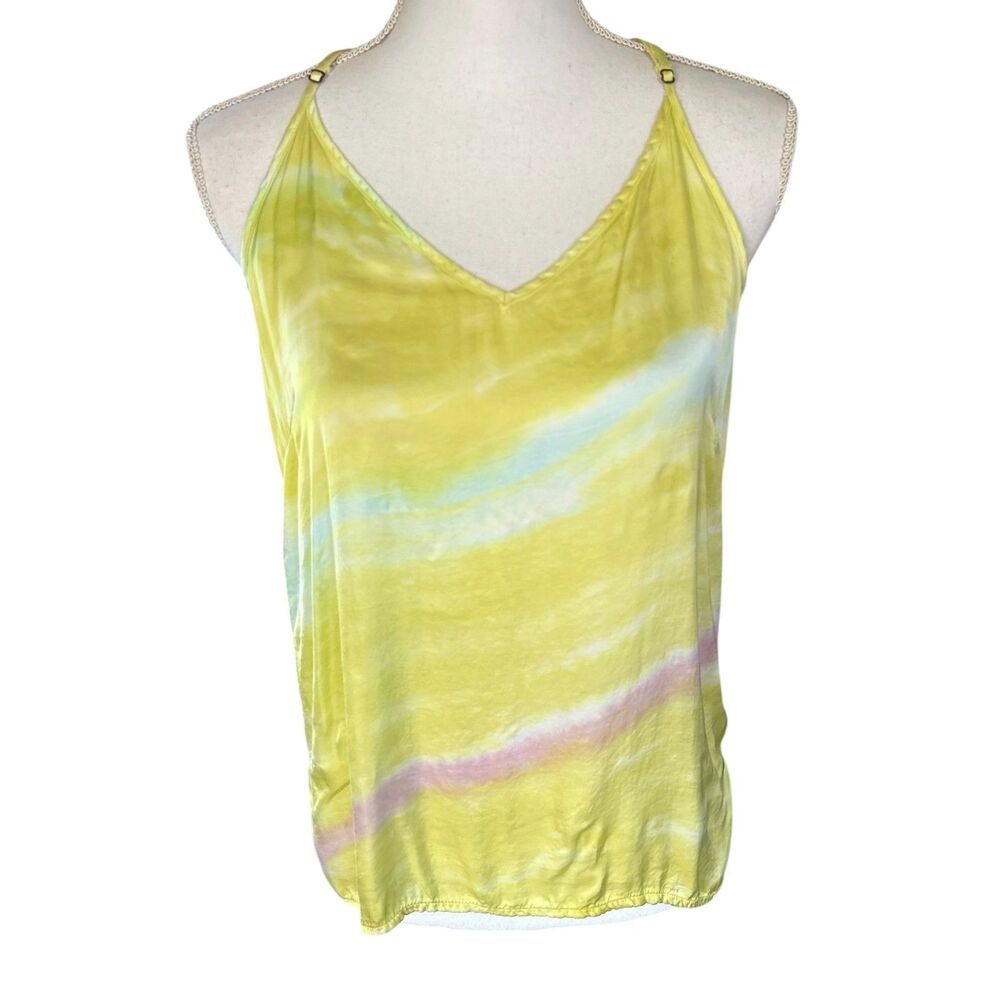 Young Fabulous & Broke Tie Dye Racerback Tank Top XS Yellow Pastel
